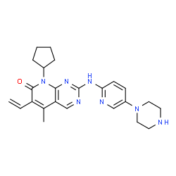 ChemSpider 2D Image | 8-Cyclopentyl-5-methyl-2-{[5-(1-piperazinyl)-2-pyridinyl]amino}-6-vinylpyrido[2,3-d]pyrimidin-7(8H)-one | C24H29N7O
