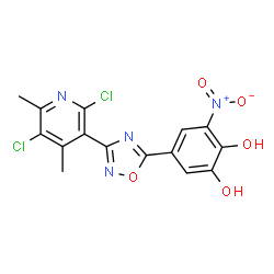 ChemSpider 2D Image | 5-[3-(2,5-Dichloro-4,6-dimethyl-3-pyridinyl)-1,2,4-oxadiazol-5-yl]-3-nitro-1,2-benzenediol | C15H10Cl2N4O5