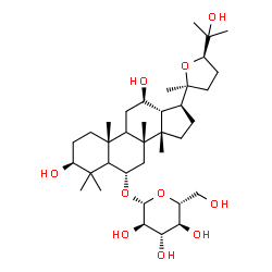 ChemSpider 2D Image | (3beta,5xi,6alpha,9xi,12beta,14beta,24R)-3,12,25-Trihydroxy-20,24-epoxydammaran-6-yl beta-D-glucopyranoside | C36H62O10