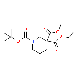 ChemSpider 2D Image | 3-Ethyl 3-methyl 1-(2-methyl-2-propanyl) 1,3,3-piperidinetricarboxylate | C15H25NO6