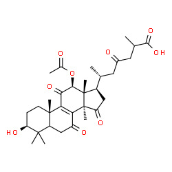 ChemSpider 2D Image | (3beta,5xi,12beta)-12-Acetoxy-3-hydroxy-7,11,15,23-tetraoxolanost-8-en-26-oic acid | C32H44O9