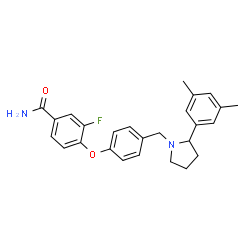 ChemSpider 2D Image | 4-(4-{[2-(3,5-Dimethylphenyl)-1-pyrrolidinyl]methyl}phenoxy)-3-fluorobenzamide | C26H27FN2O2