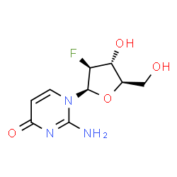 ChemSpider 2D Image | 2-Amino-1-(2-deoxy-2-fluoro-beta-D-arabinofuranosyl)-4(1H)-pyrimidinone | C9H12FN3O4