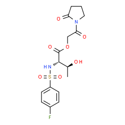 ChemSpider 2D Image | 2-Oxo-2-(2-oxo-1-pyrrolidinyl)ethyl N-[(4-fluorophenyl)sulfonyl]-L-allothreoninate | C16H19FN2O7S