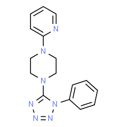 ChemSpider 2D Image | 1-(1-Phenyl-1H-tetrazol-5-yl)-4-(2-pyridinyl)piperazine | C16H17N7