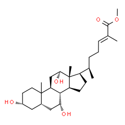 ChemSpider 2D Image | Methyl (3alpha,5beta,7alpha,10xi,12beta,24E)-3,7,12-trihydroxycholest-24-en-26-oate | C28H46O5