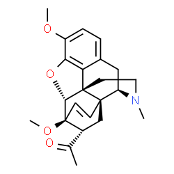 ChemSpider 2D Image | 1-[(5alpha,14beta,18S)-3,6-Dimethoxy-17-methyl-7,8-didehydro-18,19-dihydro-4,5-epoxy-6,14-ethenomorphinan-18-yl]ethanone | C23H27NO4