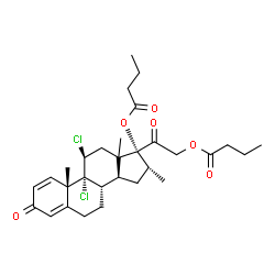 ChemSpider 2D Image | (11beta,13xi,16alpha)-9,11-Dichloro-16-methyl-3,20-dioxopregna-1,4-diene-17,21-diyl dibutanoate | C30H40Cl2O6