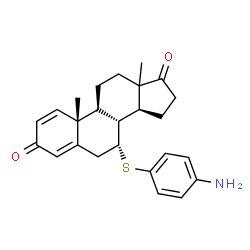 ChemSpider 2D Image | (7alpha,13xi)-7-[(4-Aminophenyl)sulfanyl]androsta-1,4-diene-3,17-dione | C25H29NO2S