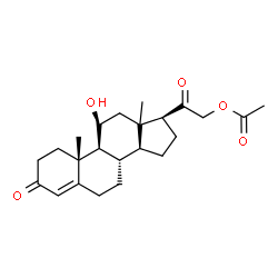 ChemSpider 2D Image | (11beta,13xi)-11-Hydroxy-3,20-dioxopregn-4-en-21-yl acetate | C23H32O5