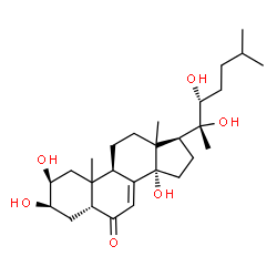 ChemSpider 2D Image | (2beta,3beta,5beta,10xi,13xi,22R)-2,3,14,20,22-Pentahydroxycholest-7-en-6-one | C27H44O6