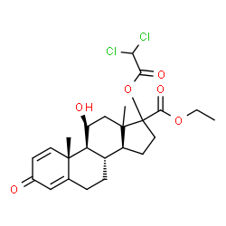 ChemSpider 2D Image | Ethyl (11beta,13xi)-17-(2,2-dichloroacetoxy)-11-hydroxy-3-oxoandrosta-1,4-diene-17-carboxylate | C24H30Cl2O6