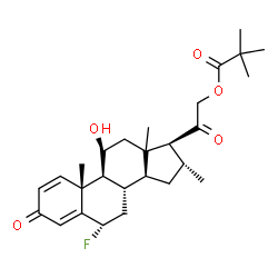 ChemSpider 2D Image | (6alpha,11beta,13xi,16alpha)-6-Fluoro-11-hydroxy-16-methyl-3,20-dioxopregna-1,4-dien-21-yl pivalate | C27H37FO5