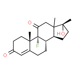 ChemSpider 2D Image | (13xi,17alpha)-9-Fluoro-17-hydroxy-17-methylandrost-4-ene-3,11-dione | C20H27FO3