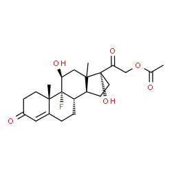 ChemSpider 2D Image | (11beta,13xi)-9-Fluoro-11,17-dihydroxy-3,20-dioxopregn-4-en-21-yl acetate | C23H31FO6