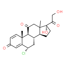 ChemSpider 2D Image | (6alpha,13xi)-6-Chloro-17,21-dihydroxypregna-1,4-diene-3,11,20-trione | C21H25ClO5