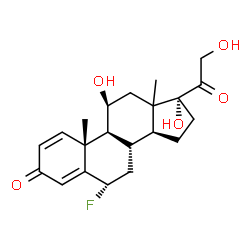 ChemSpider 2D Image | (6alpha,11beta,13xi)-6-Fluoro-11,17,21-trihydroxypregna-1,4-diene-3,20-dione | C21H27FO5
