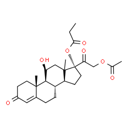 ChemSpider 2D Image | (11beta,13xi)-21-Acetoxy-11-hydroxy-3,20-dioxopregn-4-en-17-yl propionate | C26H36O7