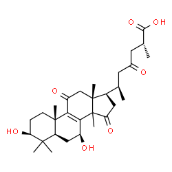 ChemSpider 2D Image | (3beta,7beta,14xi,25R)-3,7-Dihydroxy-11,15,23-trioxolanost-8-en-26-oic acid | C30H44O7