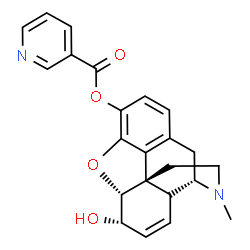 ChemSpider 2D Image | (5alpha,6alpha,9alpha)-6-Hydroxy-17-methyl-7,8-didehydro-4,5-epoxymorphinan-3-yl nicotinate | C23H22N2O4