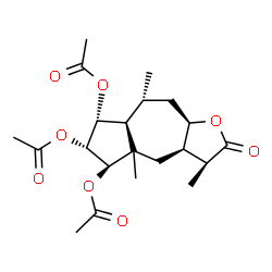 ChemSpider 2D Image | (3S,3aR,5R,6R,7R,7aS,8R,9aR)-3,4a,8-Trimethyl-2-oxododecahydroazuleno[6,5-b]furan-5,6,7-triyl triacetate | C21H30O8
