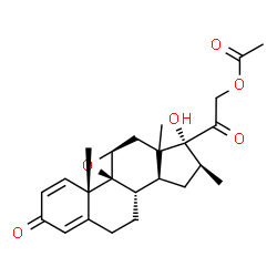 ChemSpider 2D Image | (9beta,11beta,13xi,16beta)-17-Hydroxy-16-methyl-3,20-dioxo-9,11-epoxypregna-1,4-dien-21-yl acetate | C24H30O6