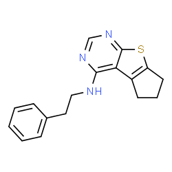 ChemSpider 2D Image | N-(2-Phenylethyl)-6,7-dihydro-5H-cyclopenta[4,5]thieno[2,3-d]pyrimidin-4-amine | C17H17N3S