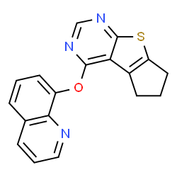 ChemSpider 2D Image | 4-(8-Quinolinyloxy)-6,7-dihydro-5H-cyclopenta[4,5]thieno[2,3-d]pyrimidine | C18H13N3OS