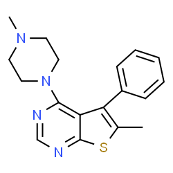 ChemSpider 2D Image | 6-Methyl-4-(4-methyl-1-piperazinyl)-5-phenylthieno[2,3-d]pyrimidine | C18H20N4S