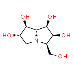 ChemSpider 2D Image | (1R,2S,3R,6S,7S,7aR)-3-(Hydroxymethyl)hexahydro-1H-pyrrolizine-1,2,6,7-tetrol | C8H15NO5