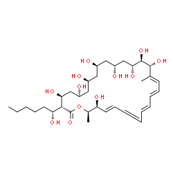 ChemSpider 2D Image | (3R,4S,6S,8S,10R,12R,14R,15R,16R,17E,19E,21E,25E,27S,28R)-4,6,8,10,12,14,15,16,27-Nonahydroxy-3-[(1R)-1-hydroxyhexyl]-17,28-dimethyloxacyclooctacosa-17,19,21,23,25-pentaen-2-one | C35H58O12