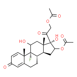 ChemSpider 2D Image | 9-Fluoro-11,17-dihydroxy-3,20-dioxopregna-1,4-diene-16,21-diyl diacetate | C25H31FO8