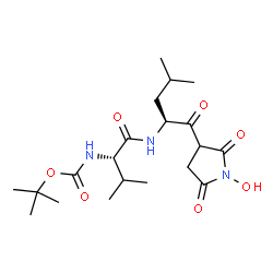 ChemSpider 2D Image | 2-Methyl-2-propanyl [(2S)-1-{[(2S)-1-(1-hydroxy-2,5-dioxo-3-pyrrolidinyl)-4-methyl-1-oxo-2-pentanyl]amino}-3-methyl-1-oxo-2-butanyl]carbamate | C20H33N3O7
