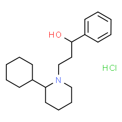 ChemSpider 2D Image | 3-(2-Cyclohexyl-1-piperidinyl)-1-phenyl-1-propanol hydrochloride (1:1) | C20H32ClNO