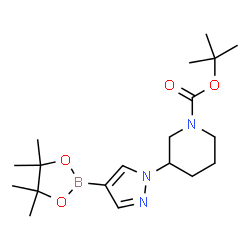 ChemSpider 2D Image | tert-butyl 3-[4-(4,4,5,5-tetramethyl-1,3,2-dioxaborolan-2-yl)-1H-pyrazol-1-yl]piperidine-1-carboxylate | C19H32BN3O4