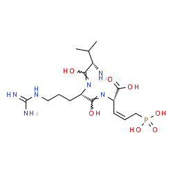 ChemSpider 2D Image | (2S,3Z)-2-{(Z)-[(2S)-2-{(Z)-[(2S)-2-Amino-1-hydroxy-3-methylbutylidene]amino}-5-carbamimidamido-1-hydroxypentylidene]amino}-5-phosphono-3-pentenoic acid | C16H31N6O7P