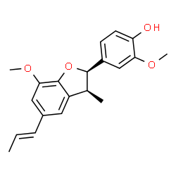 ChemSpider 2D Image | 2-Methoxy-4-{(2R,3S)-7-methoxy-3-methyl-5-[(1E)-1-propen-1-yl]-2,3-dihydro-1-benzofuran-2-yl}phenol | C20H22O4