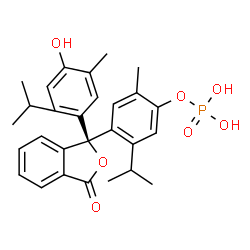ChemSpider 2D Image | 4-[(1S)-1-(4-Hydroxy-2-isopropyl-5-methylphenyl)-3-oxo-1,3-dihydro-2-benzofuran-1-yl]-5-isopropyl-2-methylphenyl dihydrogen phosphate | C28H31O7P