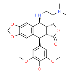 ChemSpider 2D Image | (5S,5aR,8aR,9S)-9-{[2-(Dimethylamino)ethyl]amino}-5-(4-hydroxy-3,5-dimethoxyphenyl)-5,8,8a,9-tetrahydrofuro[3',4':6,7]naphtho[2,3-d][1,3]dioxol-6(5aH)-one | C25H30N2O7
