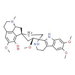 ChemSpider 2D Image | (1R,2'R,4'S,8a''R)-2',5'',6,7-Tetramethoxy-1''-methyl-2,2'',3,3'',4,8'',8a'',9-octahydro-1''H-dispiro[beta-carboline-1,1'-cyclohexane-4',7''-cyclopenta[ij]isoquinolin]-6''-ol | C31H39N3O5