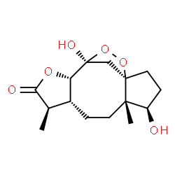 ChemSpider 2D Image | (1R,4R,5S,8R,9R,12S,13S)-4,13-Dihydroxy-5,9-dimethyl-11,14,15-trioxatetracyclo[11.2.1.0~1,5~.0~8,12~]hexadecan-10-one | C15H22O6