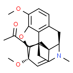 ChemSpider 2D Image | 1-[(5beta,14beta)-3,6-Dimethoxy-17-methyl-7,8-didehydro-18,19-dihydro-4,5-epoxy-6,14-ethenomorphinan-18-yl]ethanone | C23H27NO4