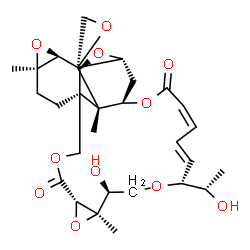 ChemSpider 2D Image | (1R,3S,4S,6R,9S,13S,15R,16S,19R,20E,22Z,26R,27S,28S)-16-Hydroxy-19-[(1S)-1-hydroxyethyl]-6,15,27-trimethyl-12H,24H-spiro[2,5,11,14,18,25-hexaoxahexacyclo[24.2.1.0~3,9~.0~4,6~.0~9,27~.0~13,15~]nonacosa
-20,22-diene-28,2'-oxirane]-12,24-dione | C29H38O11