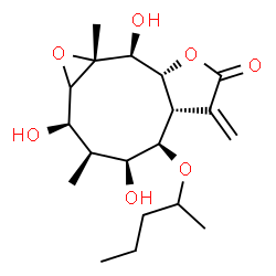 ChemSpider 2D Image | (2R,3R,4S,5R,5aR,8aR,9S,9aR)-2,4,9-Trihydroxy-3,9a-dimethyl-6-methylene-5-(2-pentanyloxy)decahydro-7H-oxireno[7,8]cyclonona[1,2-b]furan-7-one | C19H30O7