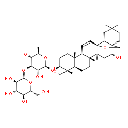 ChemSpider 2D Image | (3beta,13alpha,16alpha)-16,23-Dihydroxy-13,28-epoxyolean-11-en-3-yl 6-deoxy-3-O-beta-D-glucopyranosyl-beta-D-glucopyranoside | C42H68O13