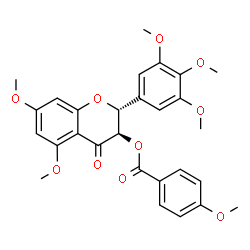 ChemSpider 2D Image | (2R,3R)-5,7-Dimethoxy-4-oxo-2-(3,4,5-trimethoxyphenyl)-3,4-dihydro-2H-chromen-3-yl 4-methoxybenzoate | C28H28O10