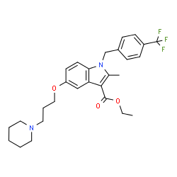ChemSpider 2D Image | Ethyl 2-methyl-5-[3-(1-piperidinyl)propoxy]-1-[4-(trifluoromethyl)benzyl]-1H-indole-3-carboxylate | C28H33F3N2O3