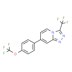 ChemSpider 2D Image | 7-[4-(Trifluoromethoxy)phenyl]-3-(trifluoromethyl)[1,2,4]triazolo[4,3-a]pyridine | C14H7F6N3O