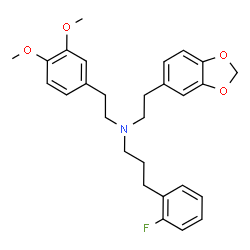 ChemSpider 2D Image | N-[2-(1,3-Benzodioxol-5-yl)ethyl]-N-[2-(3,4-dimethoxyphenyl)ethyl]-3-(2-fluorophenyl)-1-propanamine | C28H32FNO4