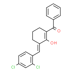 ChemSpider 2D Image | [(3E)-3-(2,4-Dichlorobenzylidene)-2-hydroxy-1-cyclohexen-1-yl](phenyl)methanone | C20H16Cl2O2